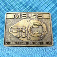 MSCS Mountain States Casing Service Belt Buckle Vtg 70s RJ Buckles    .DBD432