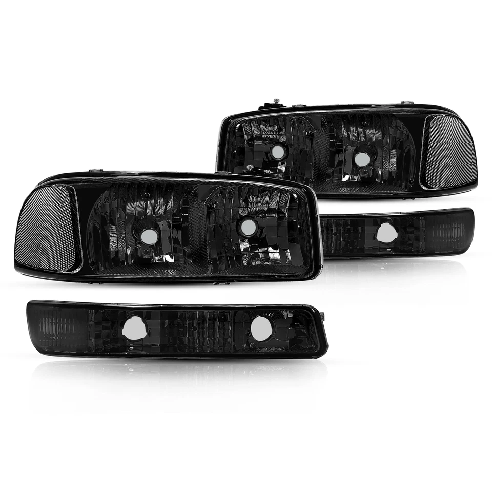 Headlights Bumper Lamps For 1999-2007 GMC Sierra 1500 2500 2000-2006 Yukon XL - Image 2 of 4