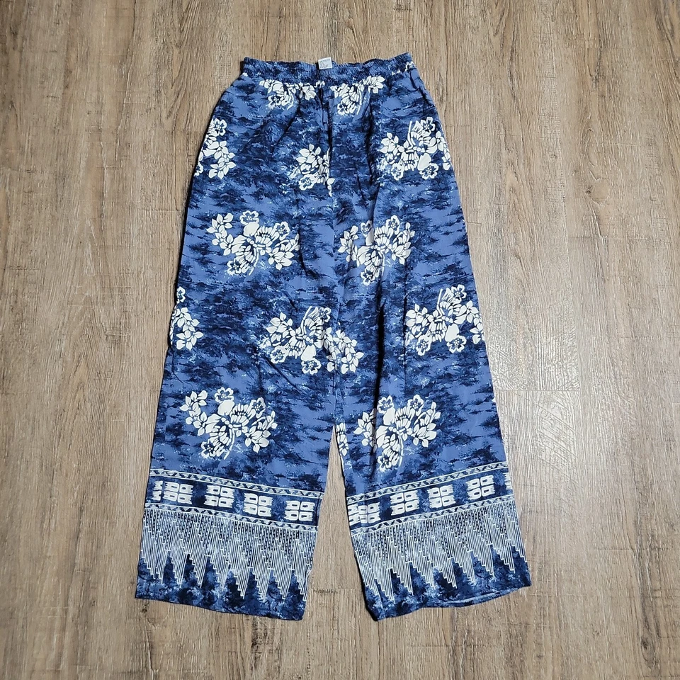 Chaus Sport Pull On Hawaiian Pants ~ Sz S ~ Blue ~ High Rise ~ 26" Inseam Foto 2 de 4