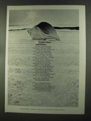 1972 Virginia Tourism Ad - Come Close and Listen
