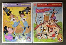 2 Rare Vintage Walt Disney Mickey Mouse Club Whitman Frame Tray Puzzles