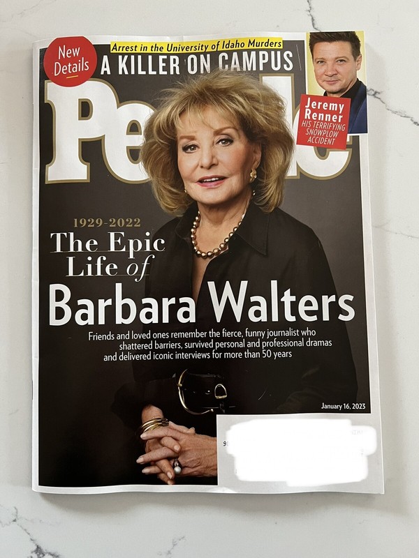 PEOPLE MAGAZINE January 16, 2023 BARBARA WALTERS Jeremy Renner KILLER ON CAMPUS