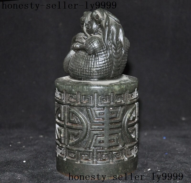 Sello sello sello antiguo chino Shoushan piedra tallada pez largo dragón pez dorado Foto 4 de 4