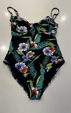 Old Navy Tropical Floral Print One Piece Swimsuit Size Medium Underwire Swim