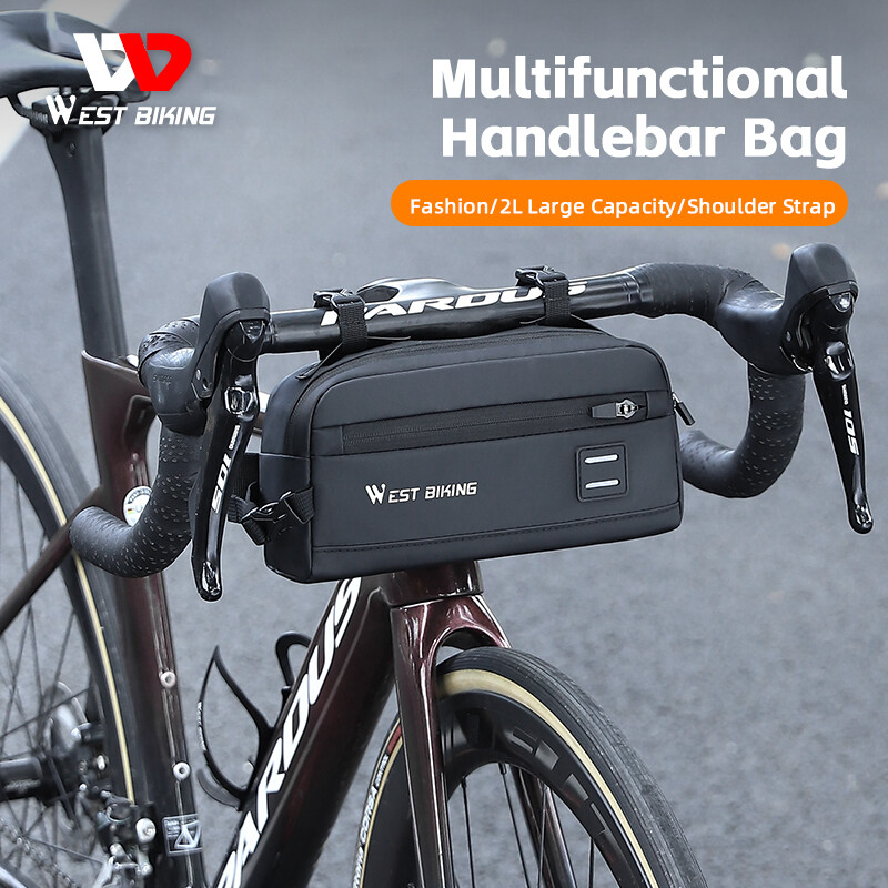 WEST BIKING Moda Riflettente Bici Manubrio Borsa Borsa a Tracolla 2L
