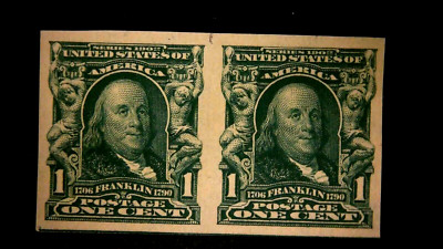 U S Stamps Scott 314 one cent Franklin imperforate pair MNH cv 60.00 | eBay