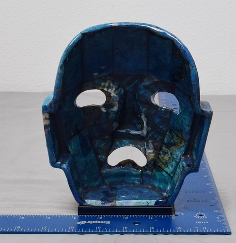 Vintage Mexican Aztec Mayan Abalone Sodalite, Ceremonial Burial Mask 7" - Picture 3 of 7
