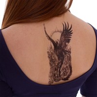 1 X Phoenix Tattoo - Vogel Flammen - Temporary Haut Tattoo Aufkleber AX56 (1)