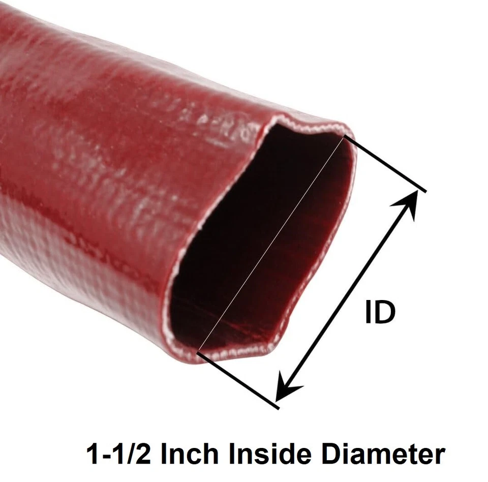 1-1/2" x 100′ Red Heavy Duty LayFlat PVC Discharge Hose Assembly w/ Cam & Groove - Image 2 of 4