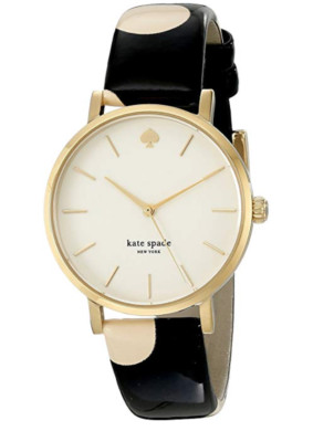 Kate Spade Metro Dot Black Patent Leather Strap Watch 34mm 1YRU0173 F1807