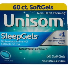 5 Pack Unisom SleepGels Soft Gels Nighttime Sleep-Aid, 60 Ct