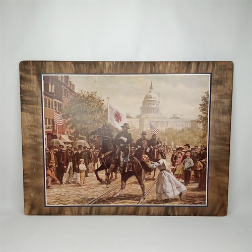 Vintage amerikanischer Bürgerkrieg Kunstdruck auf Holz angebotener Kranz Don Stivers 1990 - Bild 2 von 7