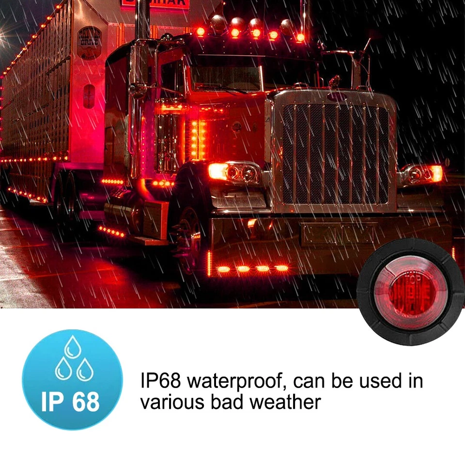 20PCS 3/4" Round LED Side Marker Lights Bullet Clearance Light Truck Trailer 12V - Image 2 of 4