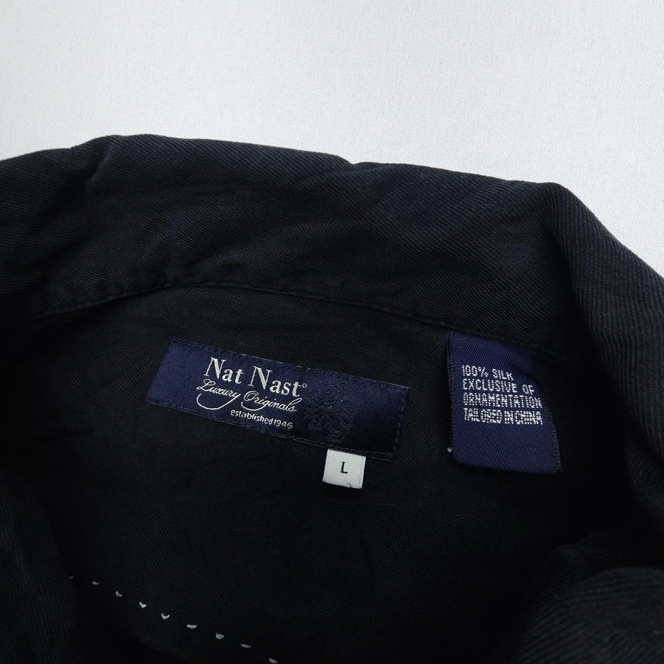 Camisa con botones 100 % seda Nat Nast para hombre grande a rayas fiesta bolos viaje discoteca Foto 4 de 4