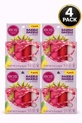 (4 Pack) Eos Lip Balm Razzle Dazzle 4 Pack Limited-Edition 0.14 Oz E6