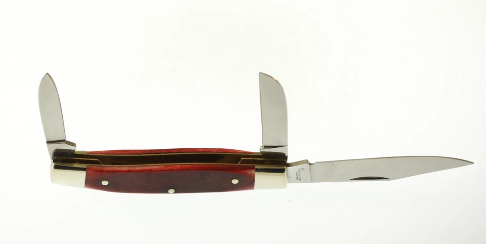 Cuchillo de colección Browning Alemania 313 hueso rojo 3 hojas plegable junta deslizante 3 15/16" Foto 3 de 4