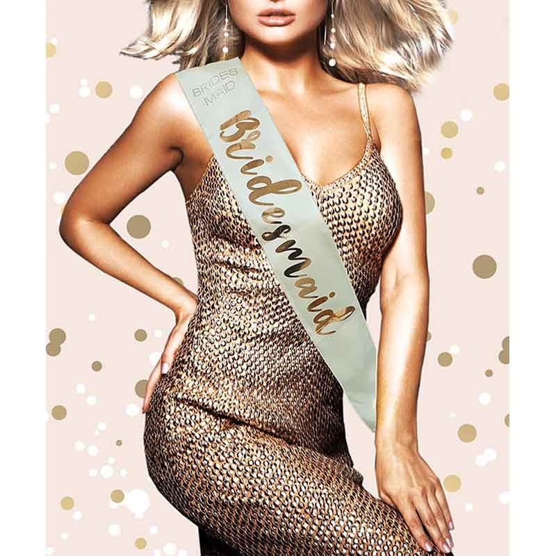 Bridesmaid Sash Hen Night Party Do gift Wedding Cream Rose Gold Diamante