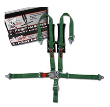Aces Racing 5 Point Side By Side Harness With 2 Inch Padding E4 Certified Green