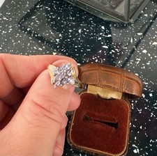 Beautiful 9ct Yellow Gold Amethyst Cluster Ring – Size Q – 2.23g