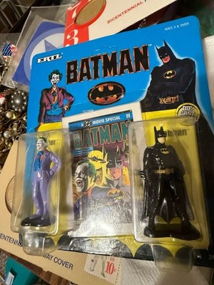 Vintage 1989 ERTL Batman Movie Special Die-Cast Joker and Batman Figure Set