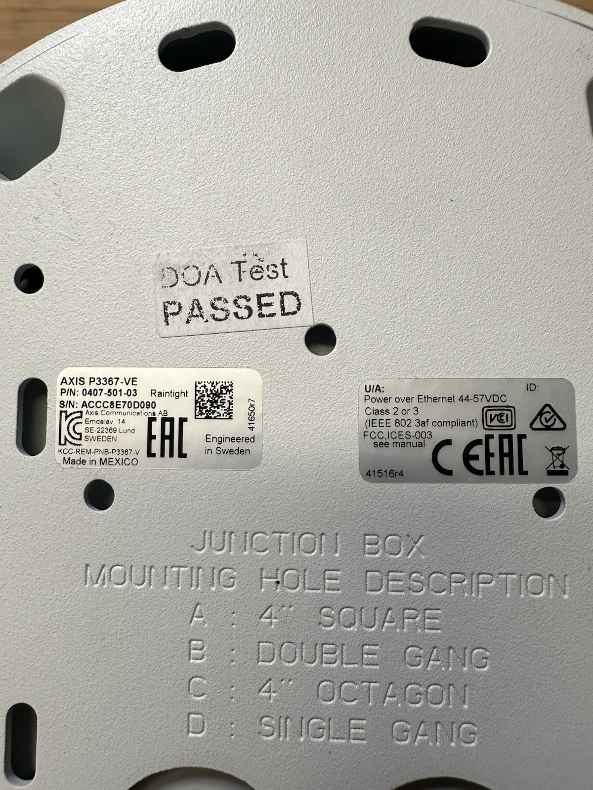 Axis P3367-VE Dome IP Security Camera