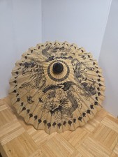 Chinese Style Bamboo Paper Parasol Umbrella Painted Dragons Oriental