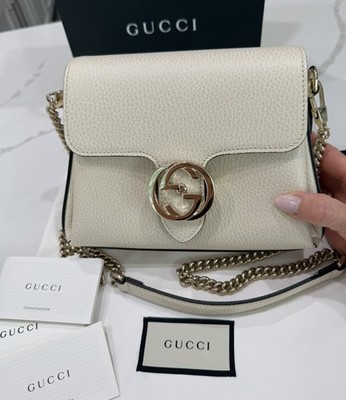 Gucci Calfskin Interlocking GG Crossbody detachable Bag off white authentic 