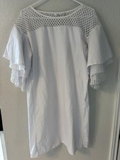 Brand dalin White Mesh Trimmed Shift Dress Coquette Dressy