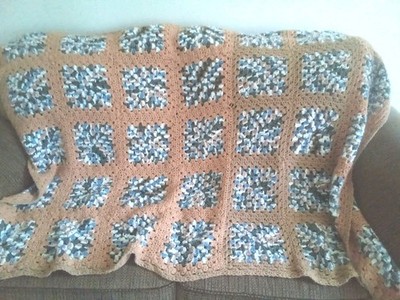 Crocheted Afghan  Handmade 60  W X 50 L Vintage Cozy and Vibrant Touch,