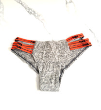 Victoria's Secret PINK Mini Logo Strappy Cheekster Panty Heather Gray