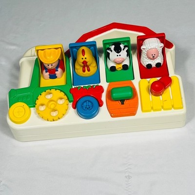 Vintage 1993 Fisher-Price Little People Farm Animals Pop-Up Toy Farmer Cow Sheep