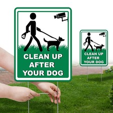 XFXHEYY 2 Pack Yard Signs of No Pooping Dog, 13" 10" Double Side Clean Up Aft...