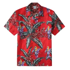 thepalmix Paradise Found Hawaiian Shirt Mens XL Red Parrot Magnum PI Tropical