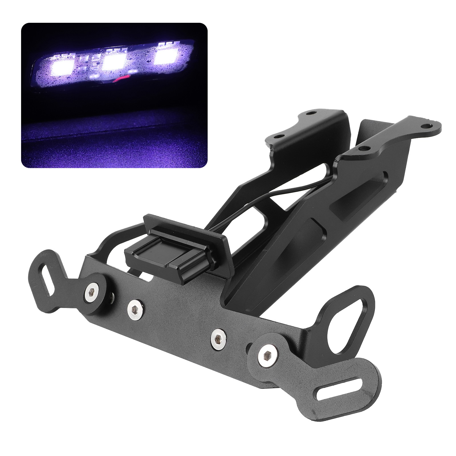 Motorcycle License Plate Bracket Aluminum Plate Black Eliminating License