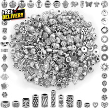 350pcs Silver Spacer Beads Mixed Metal Beads for Jewelry Bracelet Making