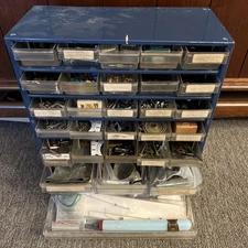 Clockmakers Parts Miscellaneous Small In Storage Cabinet Clock Repair