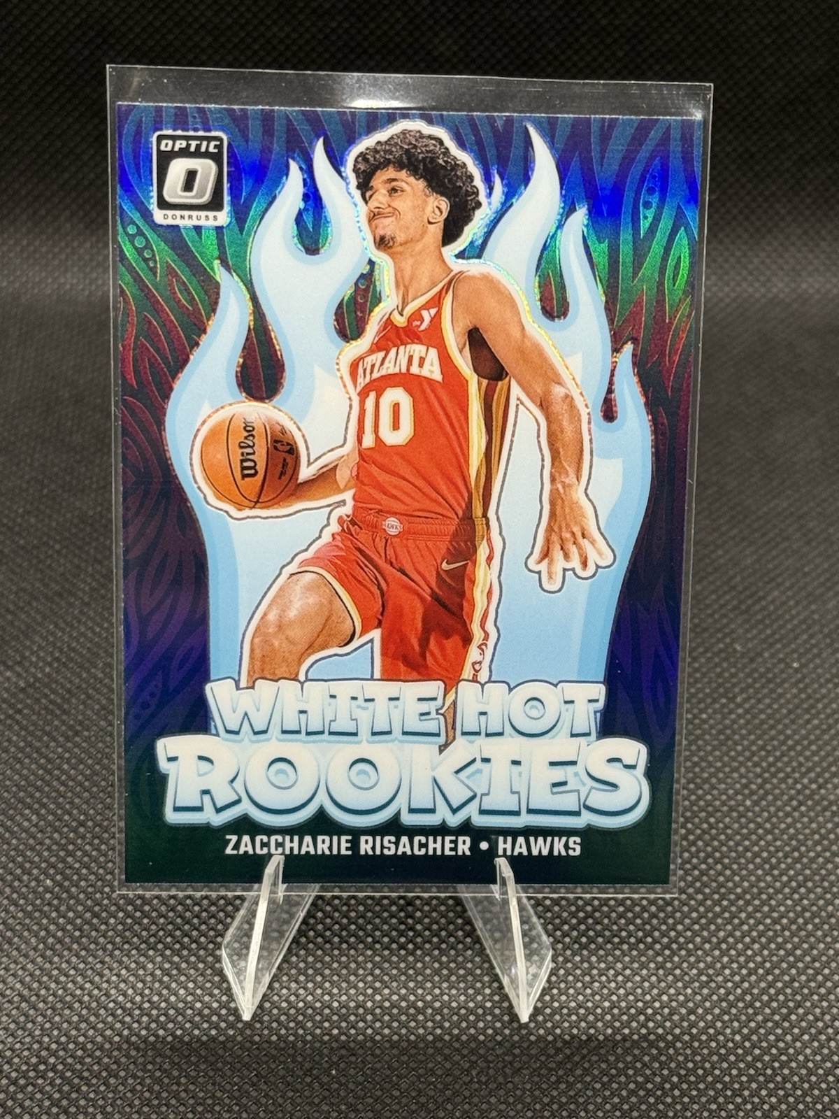 Zaccharie Risacher 2024-25 Donruss Optic #4 White Hot Rookies Purple Hawks