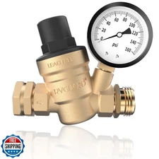 RVGUARD RV Water Pressure Regulator Valve, Brass Lead-Free Adjustable Water P