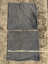 Ralph Lauren Home Blue 100 Cotton Euro Pillow Shams 22x22 Zip Set of 2