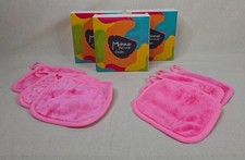 Set of 12 Makeup Remover Cloths with Mesh Laundry Bag   6"x6" Pink Plush