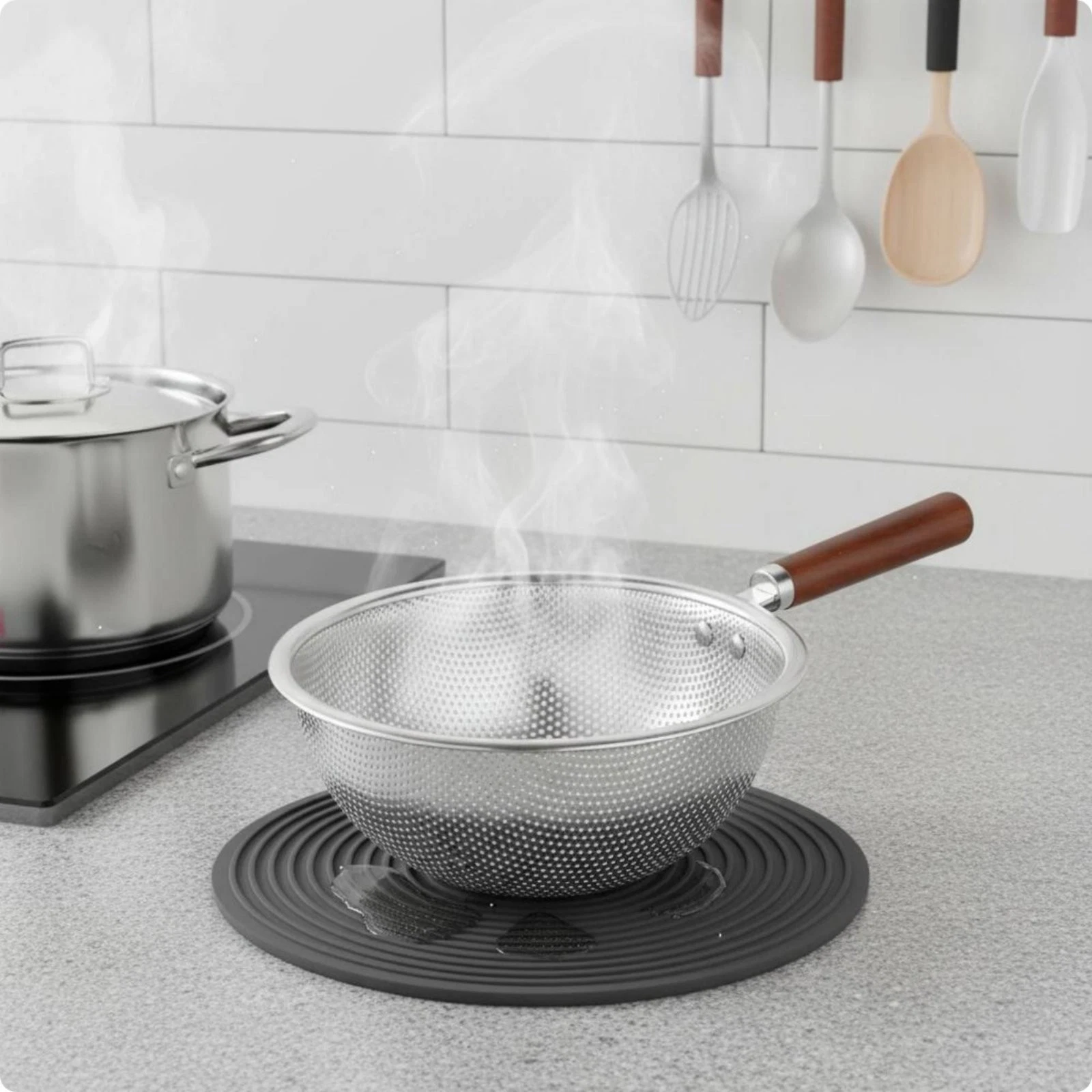 Stainless Steel Skimmer Oil Filtering Pasta Strainer Long-Lasting for Frying