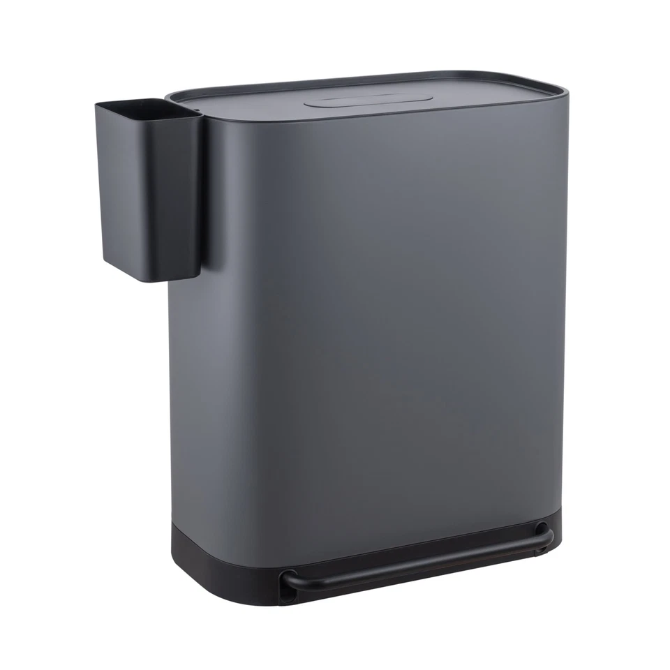 B-Ware SVITA MLT2X30 Mülleimer Treteimer Abfalleimer 60l 2 Fächer Deckel Grau