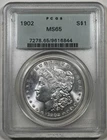 1902 PCGS MS65 OGH MORGAN SILVER DOLLAR VERY CLEAN CHEEK LOOKS 66