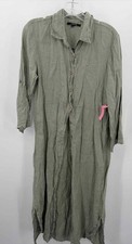 Pre-Owned Charlie B Green Size Medium Shift Maxi Long Sleeve Dress