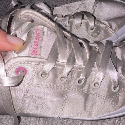 Le Coq Sportif Satin Beige Low Top Sneaker with Satin Laces Women 9.5 US 42 EUR