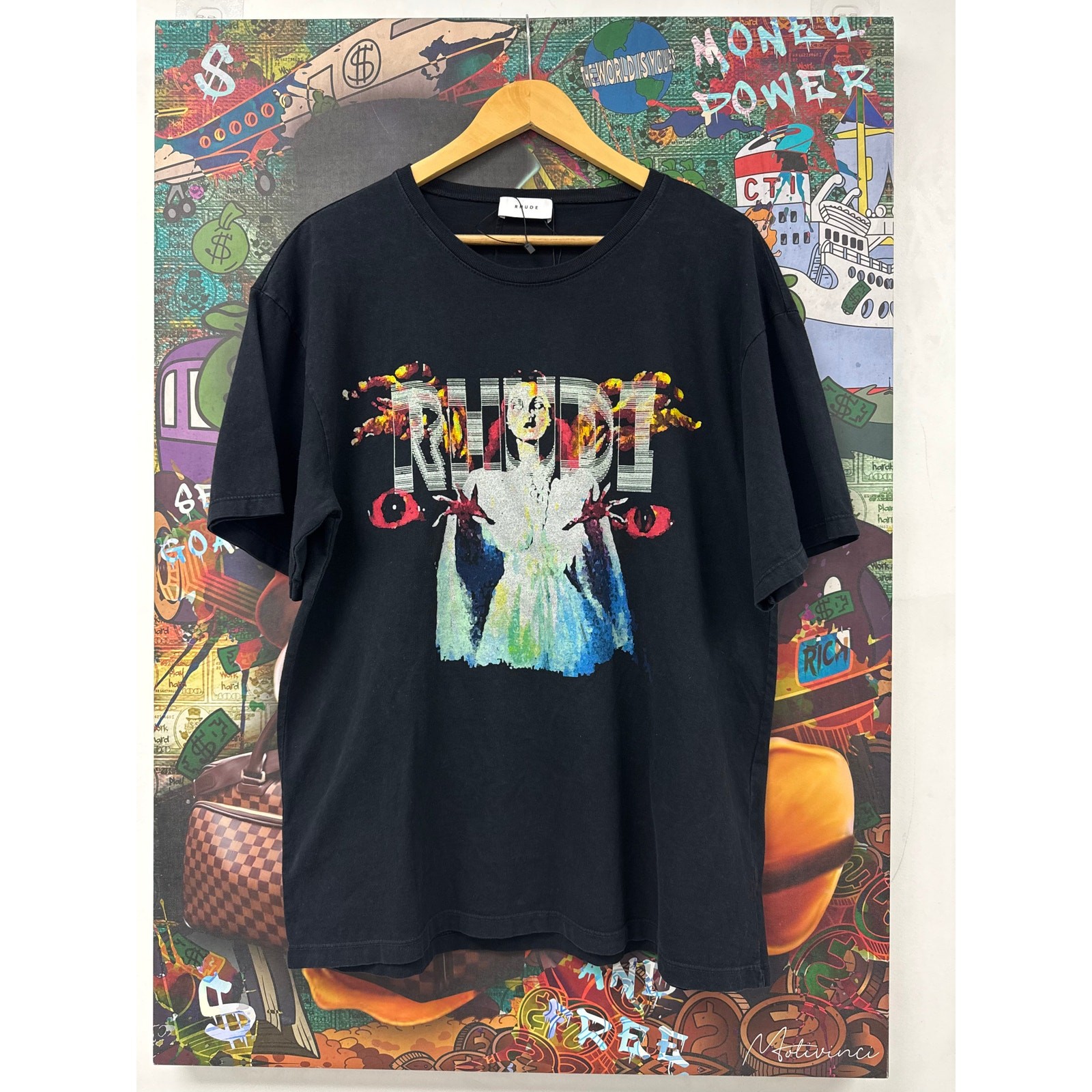 Rhude Tee Navy Devil Eye Used Small - image 1