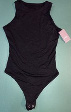 Women's Luxe Stretch Highneck Racer Thong Bodysuit - Medium