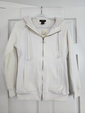 NWT Women's Eddie Bauer Full Zip Sherpa Lined Fleece Hoodie Sweatshirt XS Cream