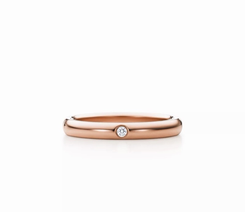 Tiffany & Co. Elsa Peretti 18K Rose Gold Diamond Band Ring Size 6 w/ Box