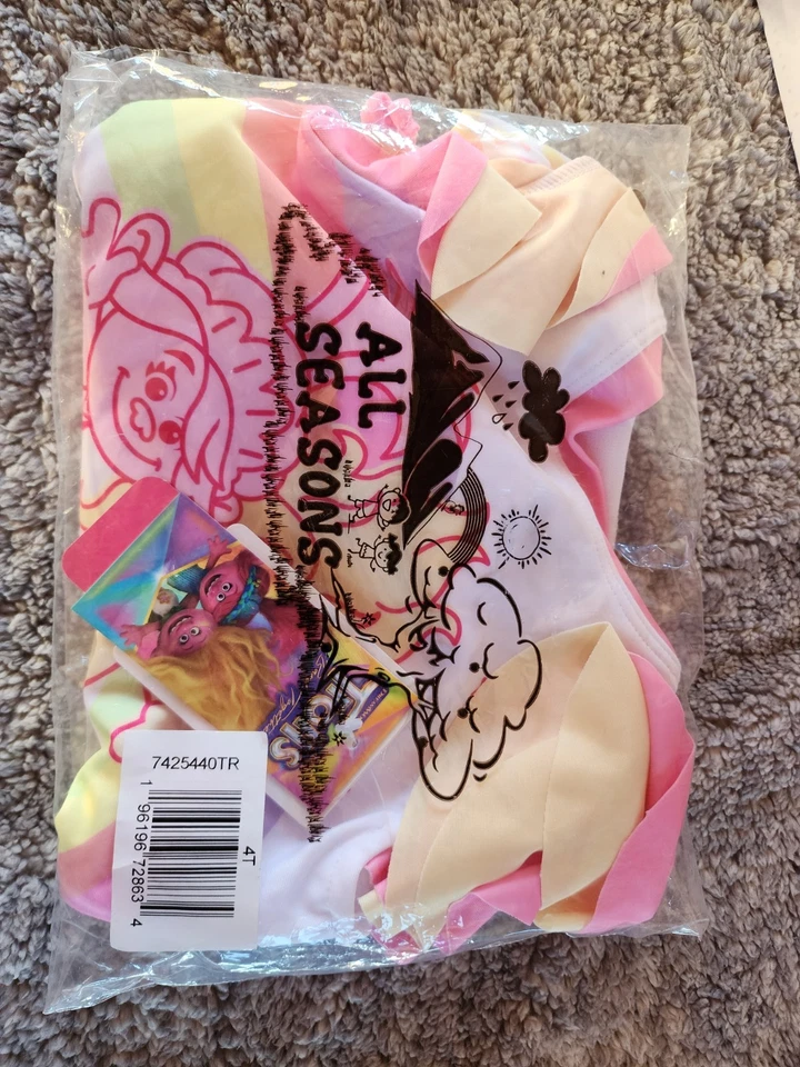 DreamWorks Trolls Rainbow Niñas UPF 50+ Conjunto de Traje de Baño Secado Rápido 4T Foto 3 de 4